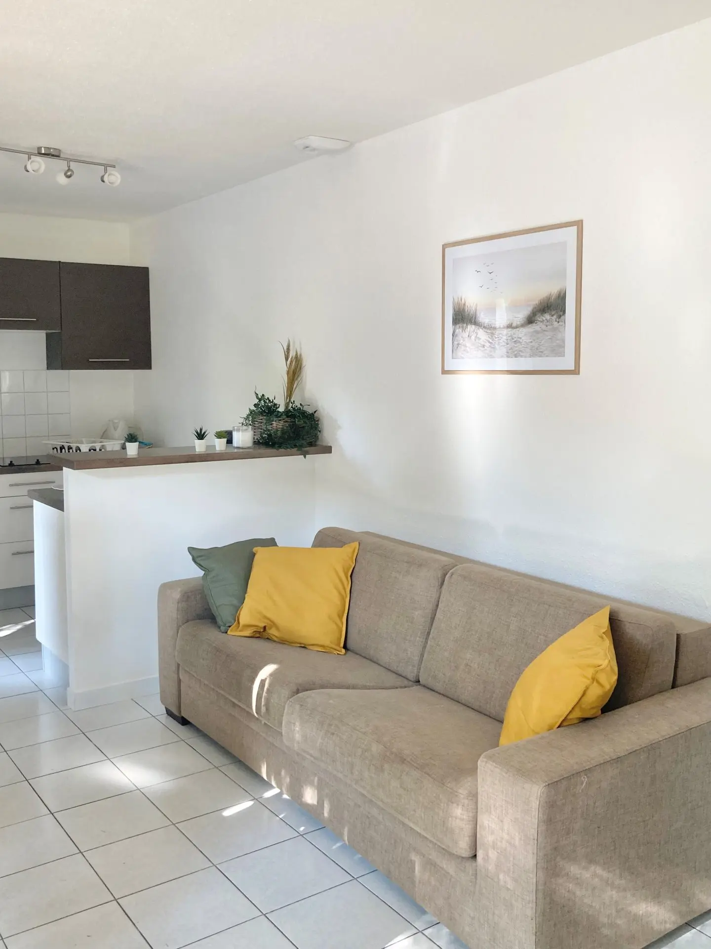 Seating area of the one-bedroom apartment